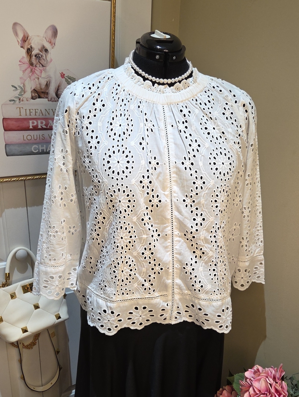 Nwt 1X Jennifer & Grace Eyelet Embroidered lace Blouse in White